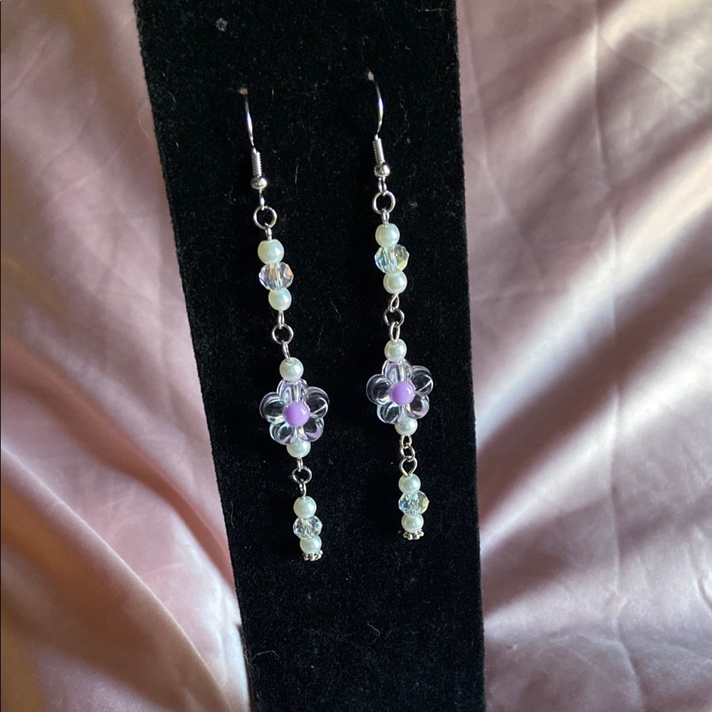 Elegant Purple Beaded Earrings